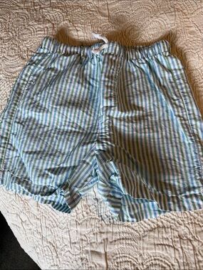 Kids Striped Swim Trunks in Blue & White
